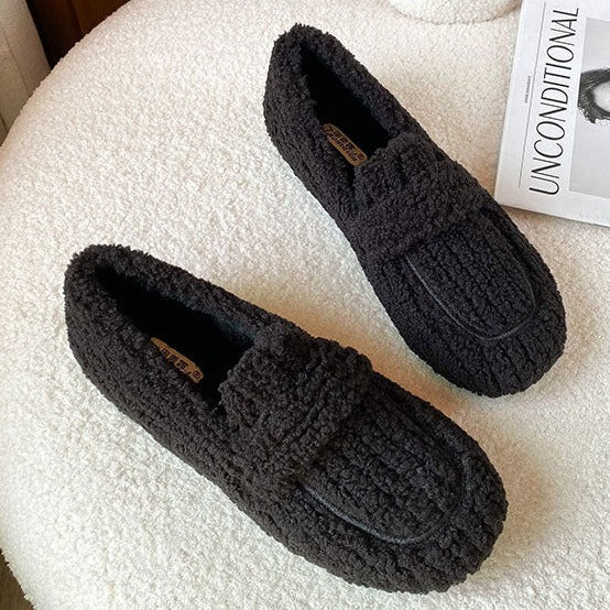 Women Cute Winter Warm & Soft Plush Fur Loafers Shoes