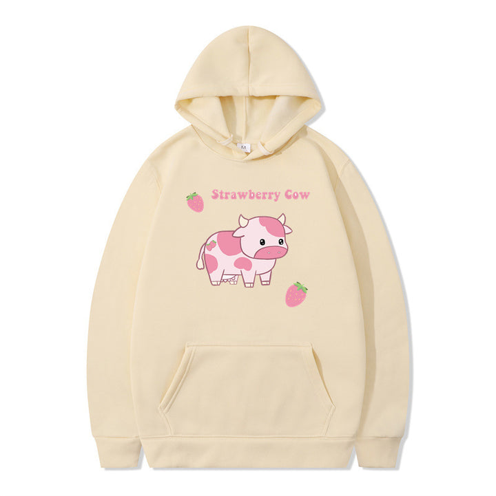 Cute Strawberry Cow Sweater for Women Men Hoodie for Teens Couple's Clothes