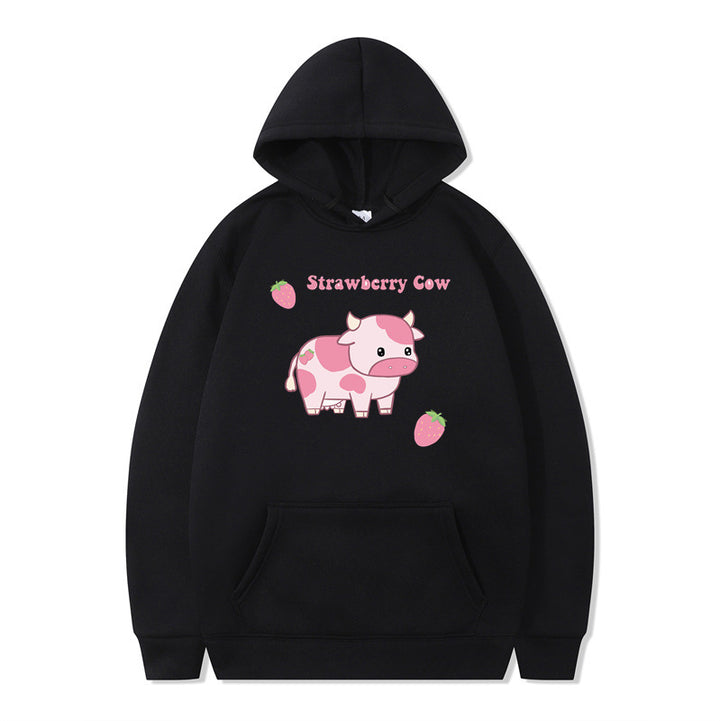 Cute Strawberry Cow Sweater for Women Men Hoodie for Teens Couple's Clothes