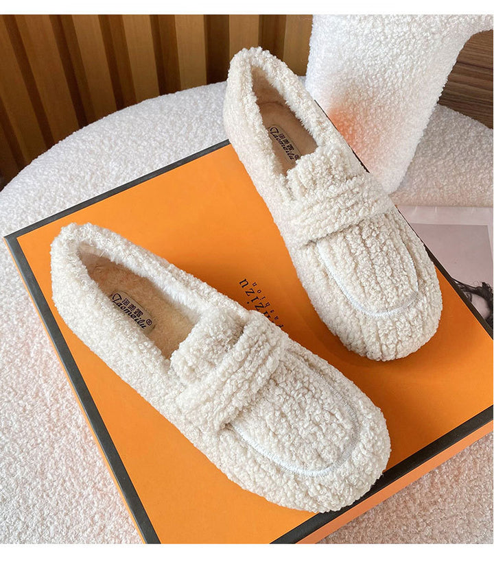 Women Cute Winter Warm & Soft Plush Fur Loafers Shoes