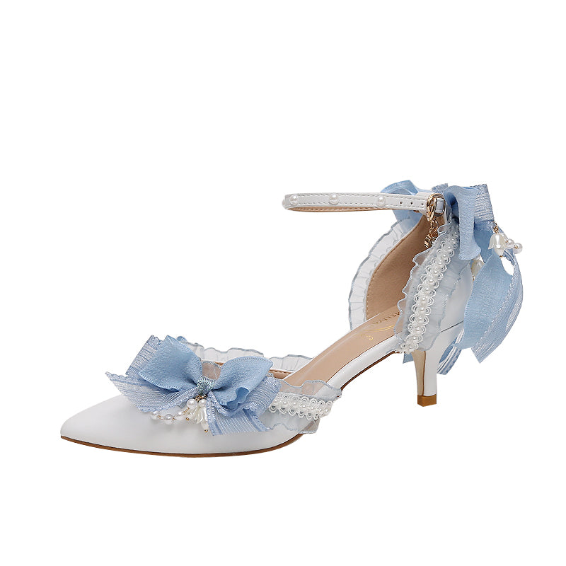 Lily of the valley Elegant Elf Fairy Princess Wedding High Heels - Blue