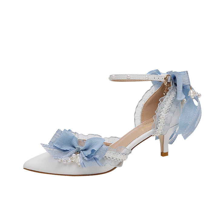 Lily of the valley Elegant Elf Fairy Princess Wedding High Heels - Blue