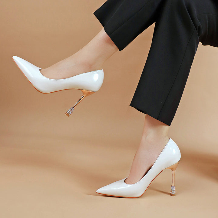Women's Patent Leather Pointed Toe Stiletto Heels Pumps