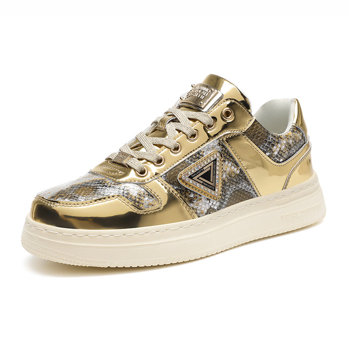 Metal Luster Couple Low-Top Skateboard Sneakers Women Men