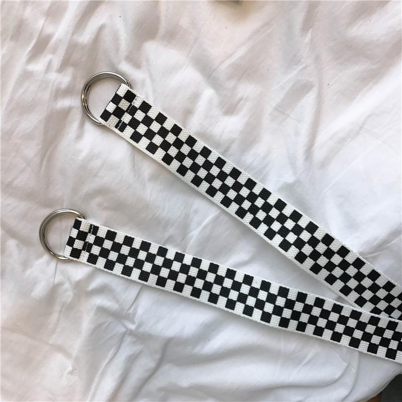 Black White Plaid Belt