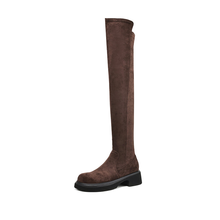 Women Thigh High Boots Faux Suede Over the Knee Stretch Boots