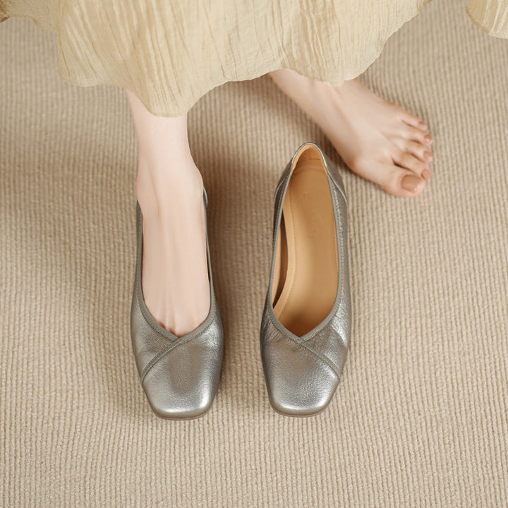 Ultra-Soft Sheepskin Office Heels - Breathable Leather Pumps - Stable Mid-Heel Shoes