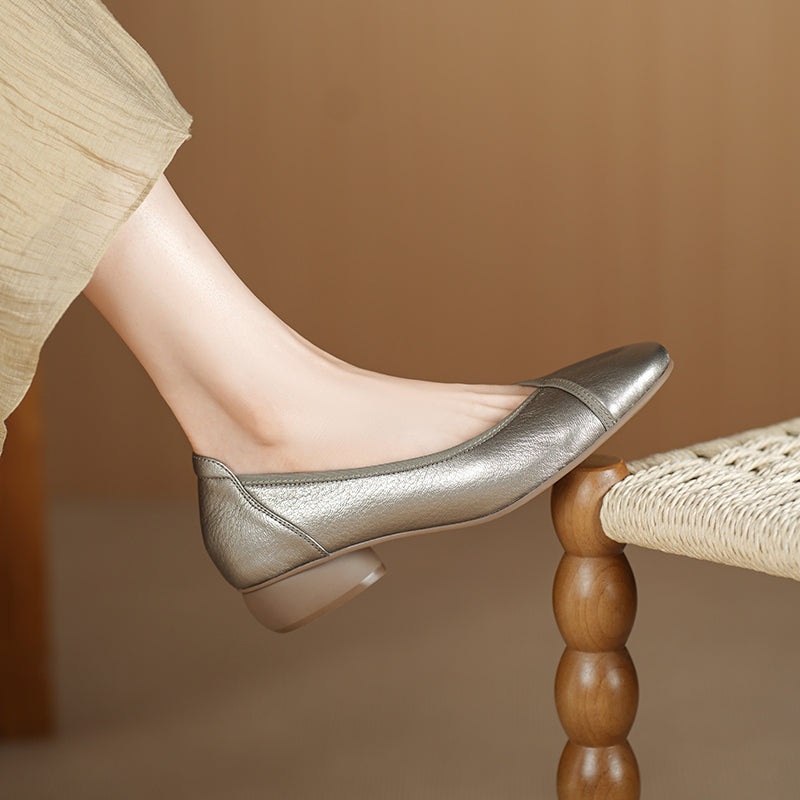 Ultra-Soft Sheepskin Office Heels - Breathable Leather Pumps - Stable Mid-Heel Shoes