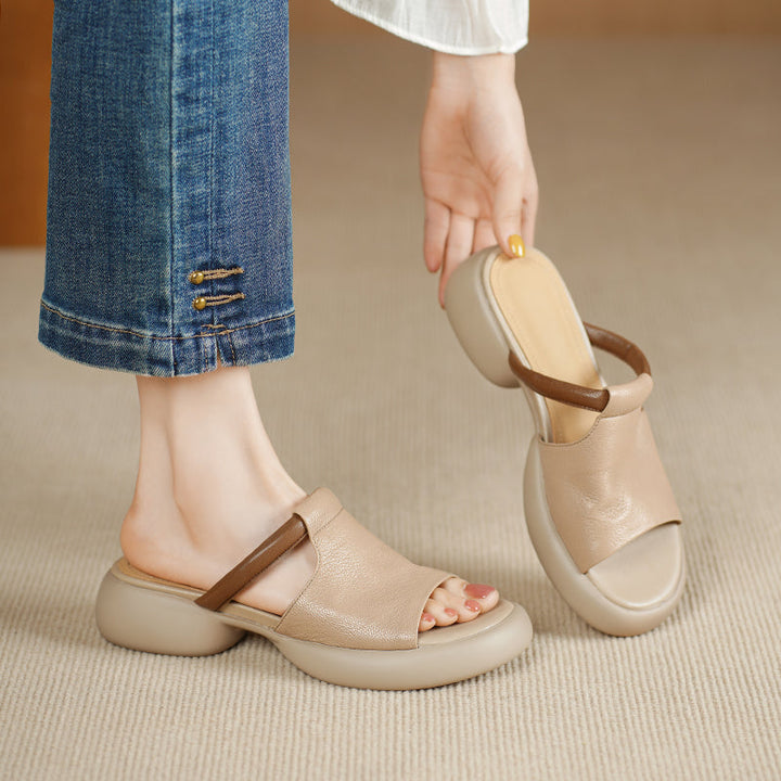Women's Ultra-Soft Sheepskin Summer Mules Sandals - Lightweight Platform Shoes