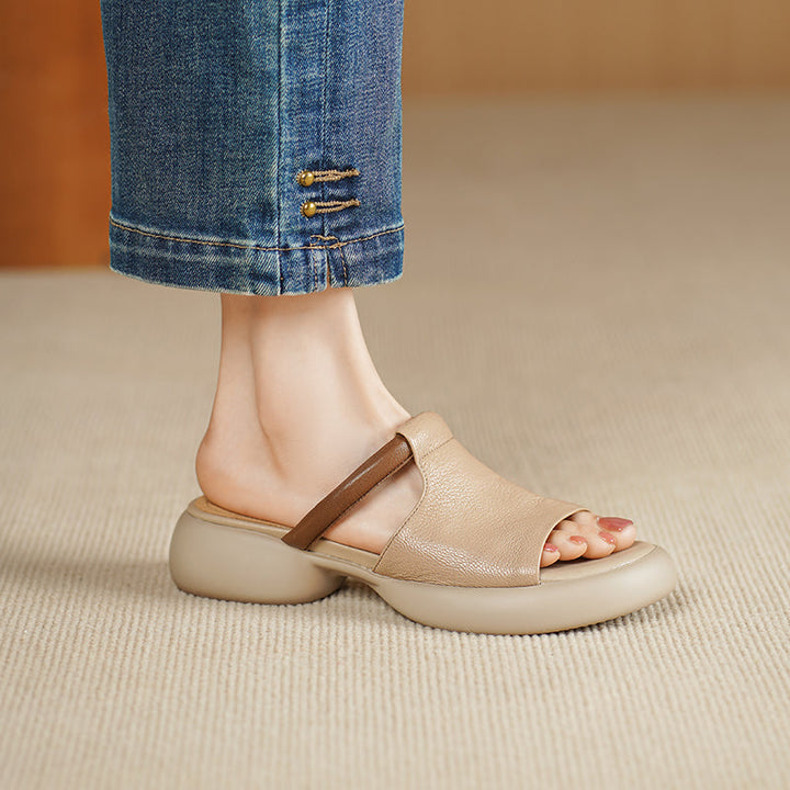 Women's Ultra-Soft Sheepskin Summer Mules Sandals - Lightweight Platform Shoes