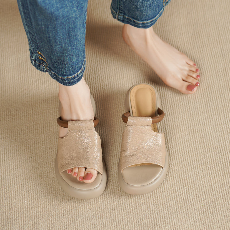 Women's Ultra-Soft Sheepskin Summer Mules Sandals - Lightweight Platform Shoes