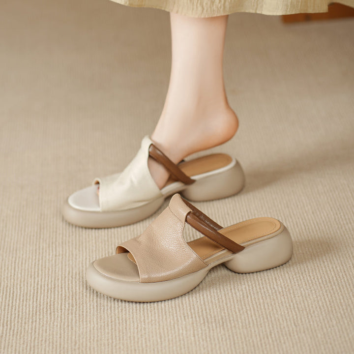 Women's Ultra-Soft Sheepskin Summer Mules Sandals - Lightweight Platform Shoes