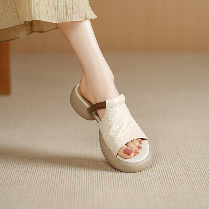 Women's Ultra-Soft Sheepskin Summer Mules Sandals - Lightweight Platform Shoes