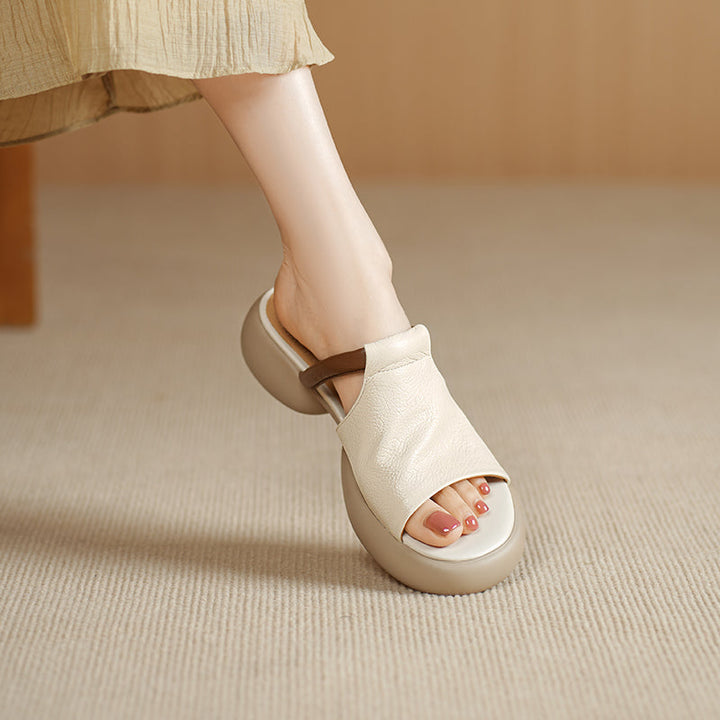 Women's Ultra-Soft Sheepskin Summer Mules Sandals - Lightweight Platform Shoes