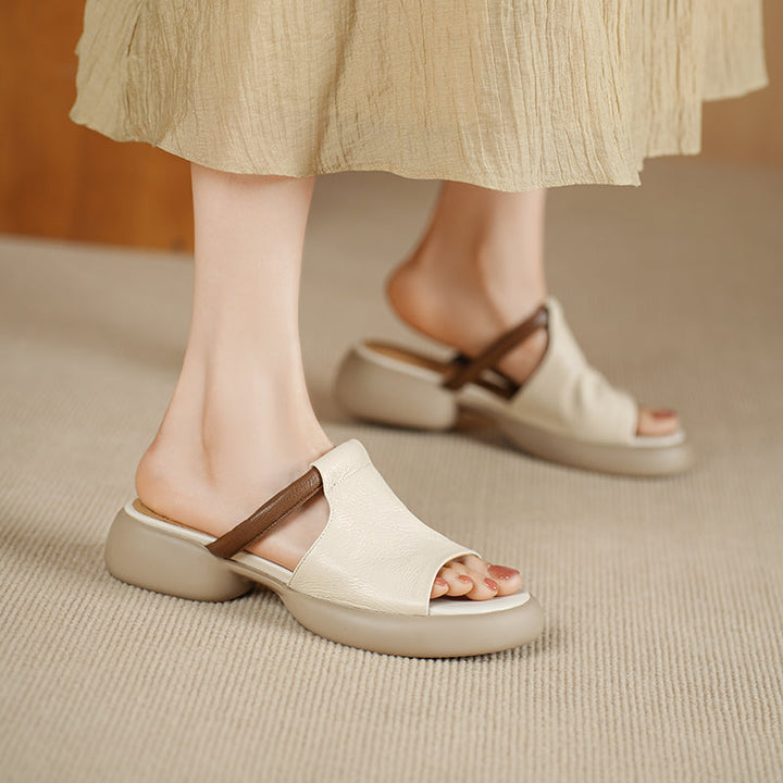 Women's Ultra-Soft Sheepskin Summer Mules Sandals - Lightweight Platform Shoes
