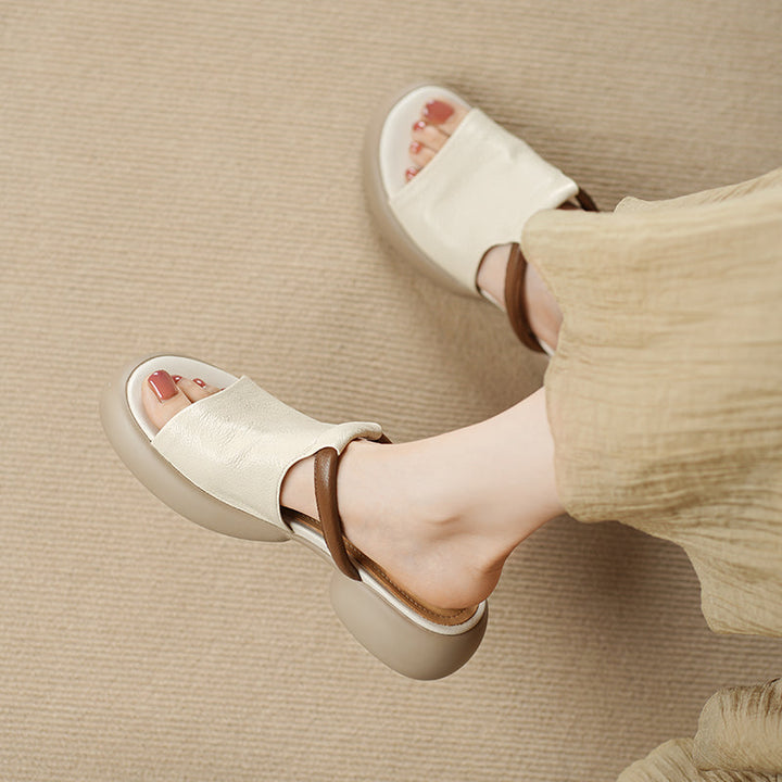 Women's Ultra-Soft Sheepskin Summer Mules Sandals - Lightweight Platform Shoes