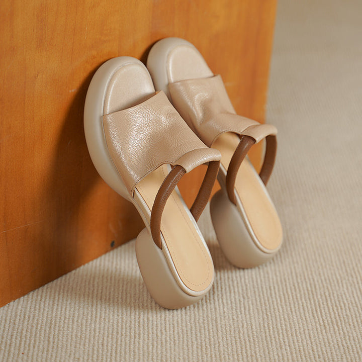 Women's Ultra-Soft Sheepskin Summer Mules Sandals - Lightweight Platform Shoes