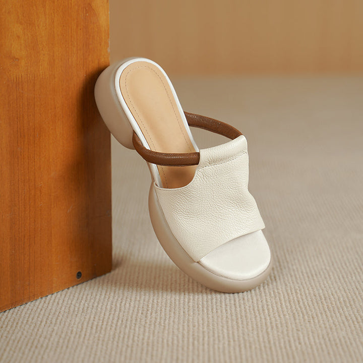 Women's Ultra-Soft Sheepskin Summer Mules Sandals - Lightweight Platform Shoes