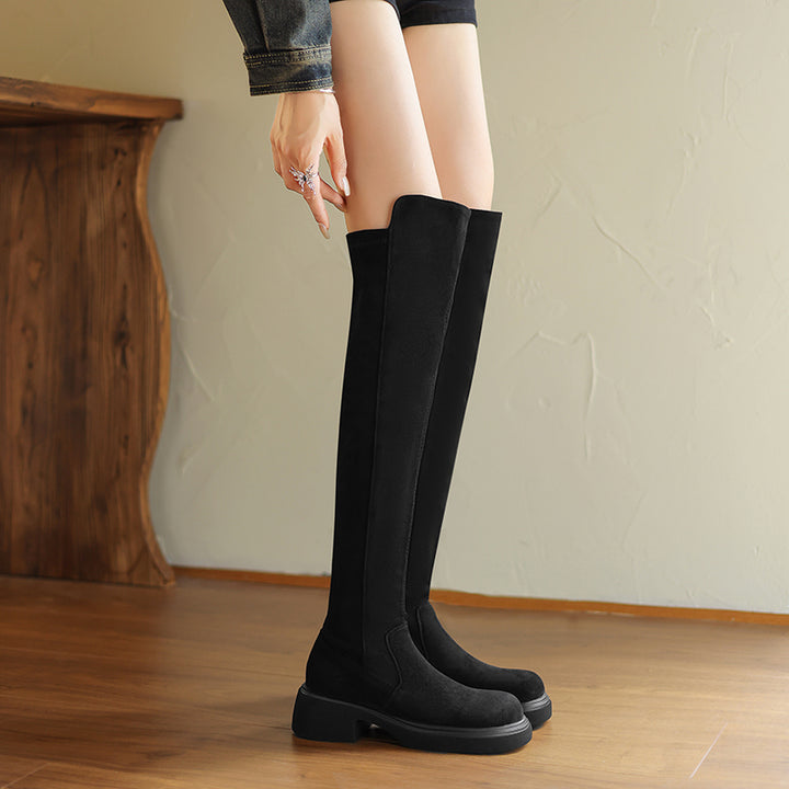 Women Thigh High Boots Faux Suede Over the Knee Stretch Boots