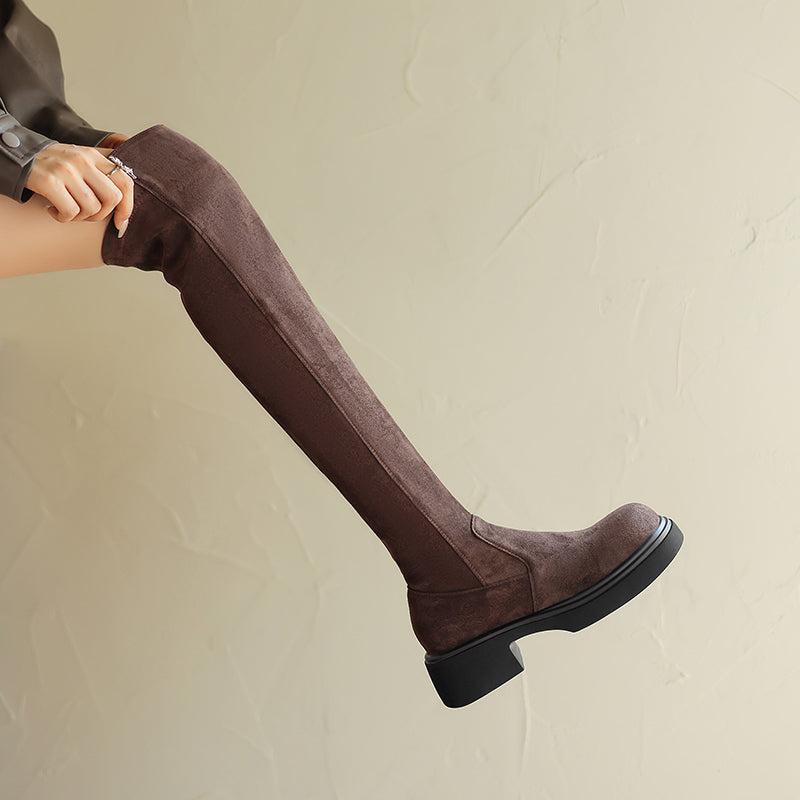 Women Thigh High Boots Faux Suede Over the Knee Stretch Boots