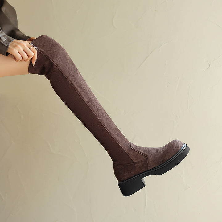 Women Thigh High Boots Faux Suede Over the Knee Stretch Boots