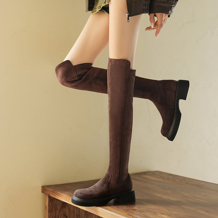 Women Thigh High Boots Faux Suede Over the Knee Stretch Boots