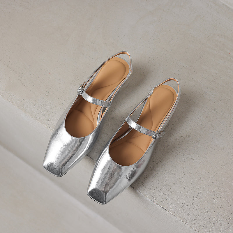 Women's Stylish Square Toe Summer Slingback Low Heeled Sandals