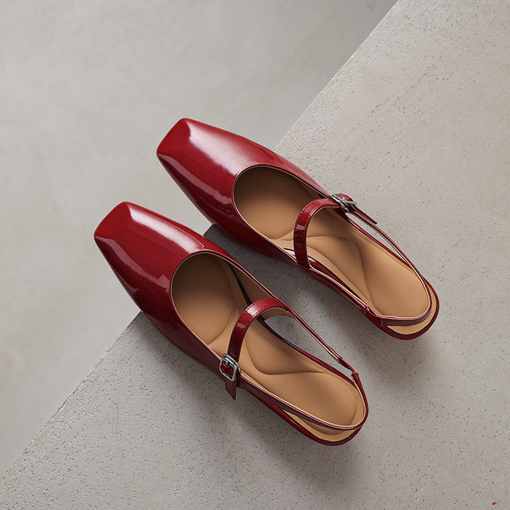 Women's Stylish Square Toe Summer Slingback Low Heeled Sandals