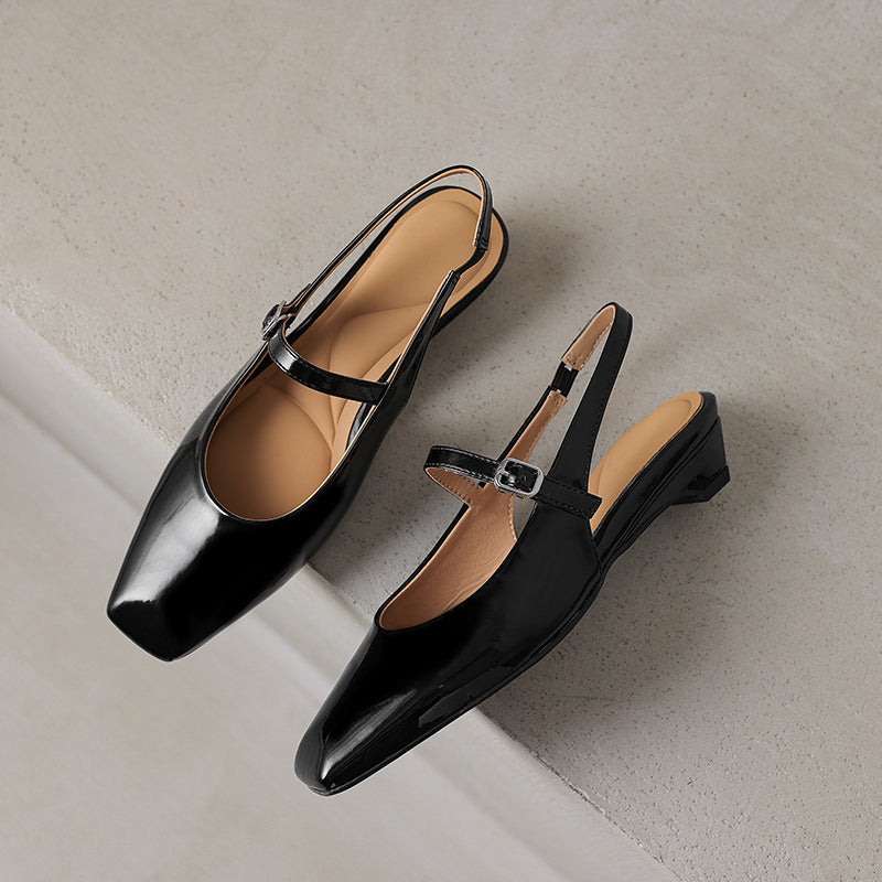 Women's Stylish Square Toe Summer Slingback Low Heeled Sandals