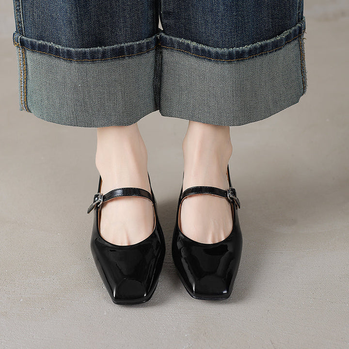 Women's Stylish Square Toe Summer Slingback Low Heeled Sandals