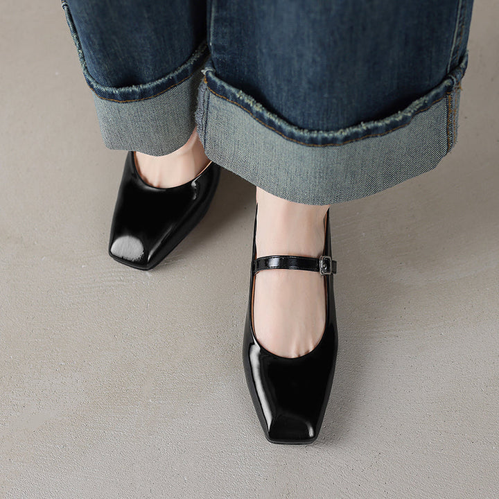 Women's Stylish Square Toe Summer Slingback Low Heeled Sandals