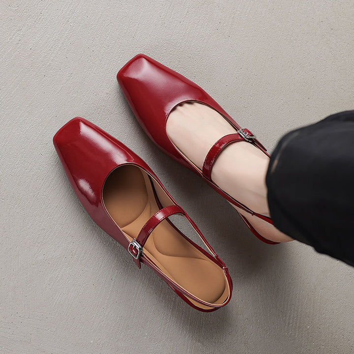 Women's Stylish Square Toe Summer Slingback Low Heeled Sandals