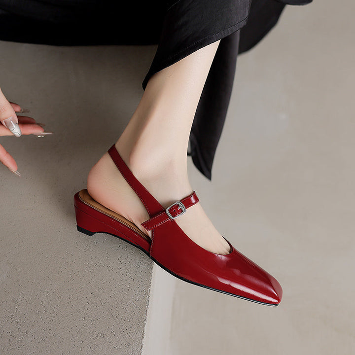 Women's Stylish Square Toe Summer Slingback Low Heeled Sandals