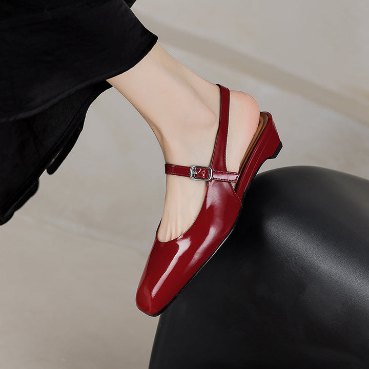 Women's Stylish Square Toe Summer Slingback Low Heeled Sandals