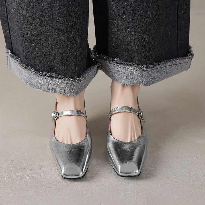 Women's Stylish Square Toe Summer Slingback Low Heeled Sandals