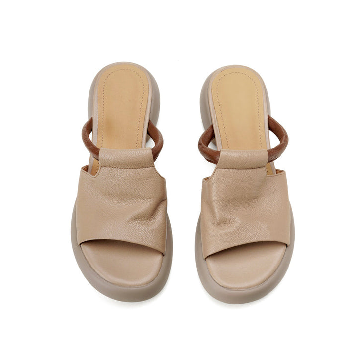 Women's Ultra-Soft Sheepskin Summer Mules Sandals - Lightweight Platform Shoes