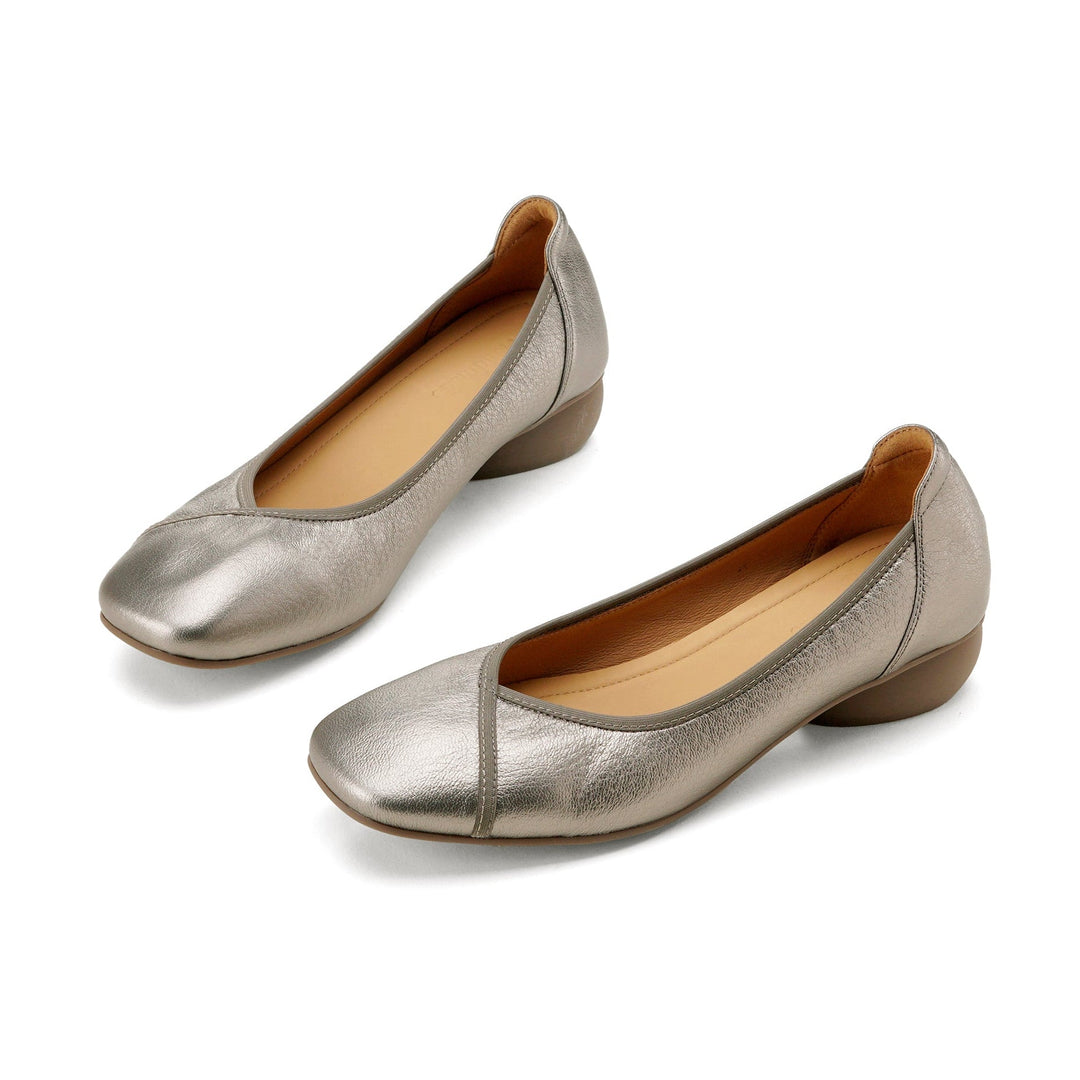 Ultra-Soft Sheepskin Office Heels - Breathable Leather Pumps - Stable Mid-Heel Shoes