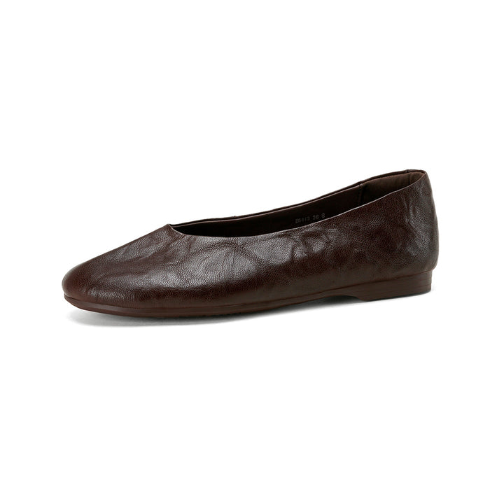 Women's Handmade Soft Sheepskin Ballet Flats Round Toe Slip-on Flat Shoes