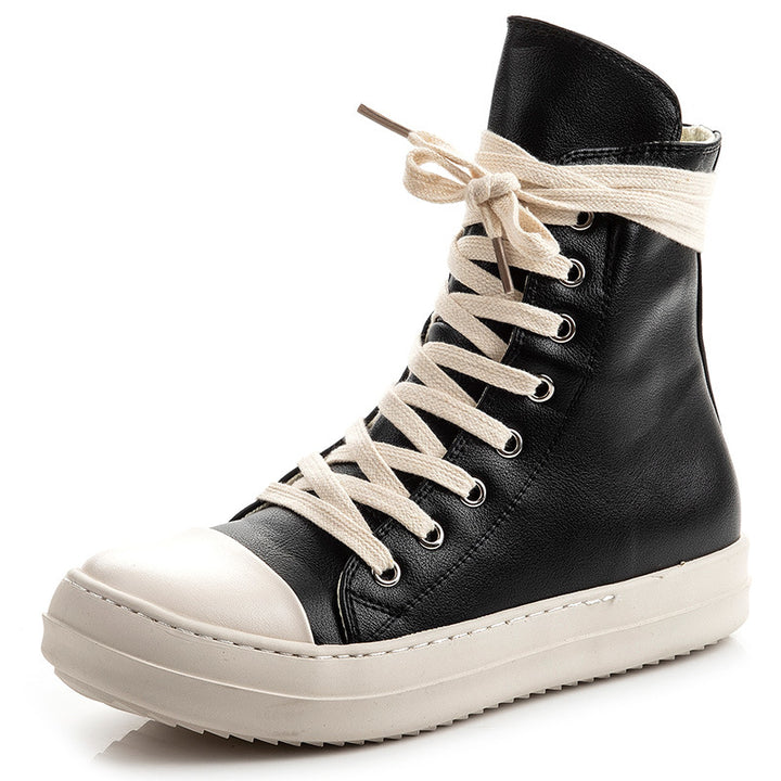 Womens High Top Canvas Sneakers Lace Up Walking Shoes with Zipper