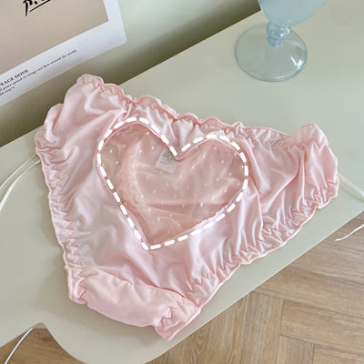 Heart-shaped Lace See-through Panties