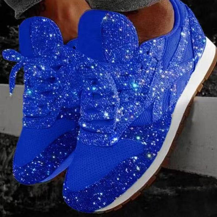 Womens Glitter Tennis Shoes Shiny Crystal Platform Sneakers