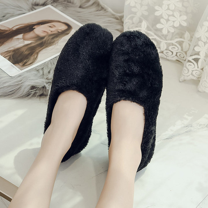Women Outer Wearing Non-Slip Flat Fur Loafers Plus Size