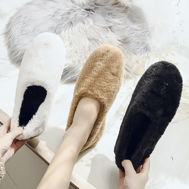 Women Outer Wearing Non-Slip Flat Fur Loafers