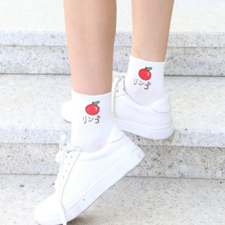 Cute White Sweet Fruit Socks 5PCS