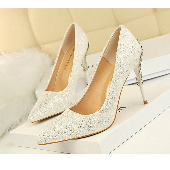 Womens Sequins High Heels Bridal Wedding Prom Homecoming Shoes
