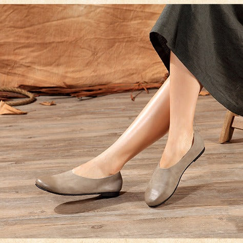Womens Handmade Soft Shoes Flat Shoes Retro Leather Shoes