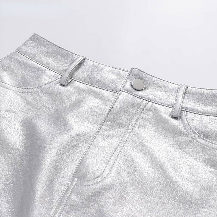 Silver Retro Short A-Line Metal Mini Skirts