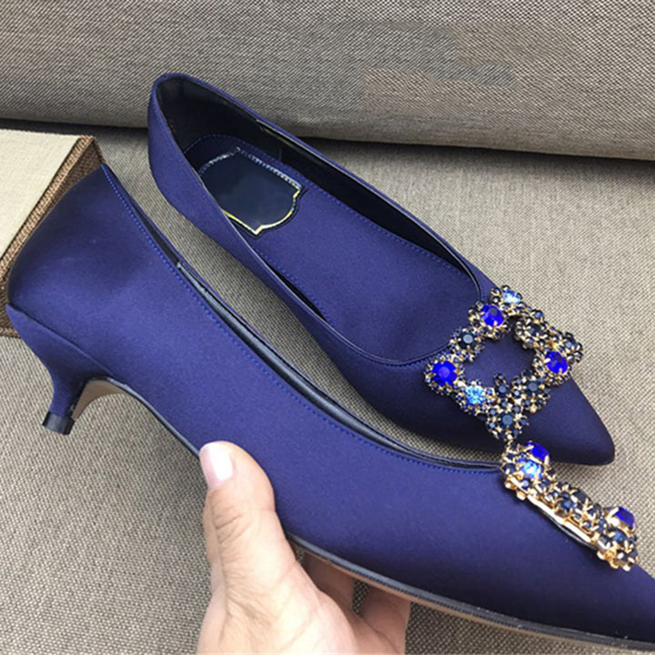 Silk Rhinestone Wedding Shoes for Bride Pumps