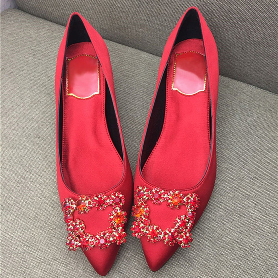 Silk Rhinestone Wedding Shoes for Bride Pumps
