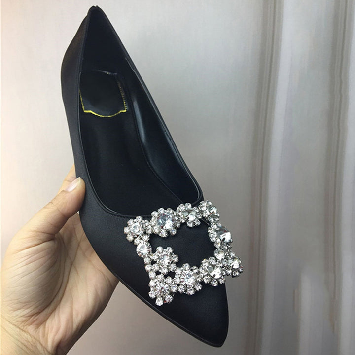 Silk Rhinestone Wedding Shoes for Bride Pumps